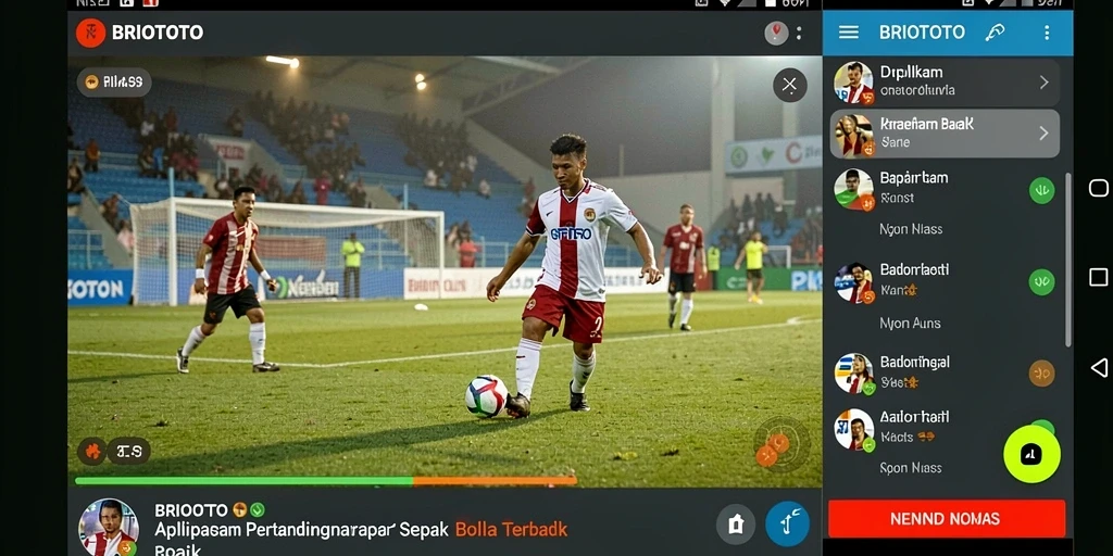 Tangkapan layar utama BRIOTOTO menampilkan aksi dinamis permainan sepak bola.