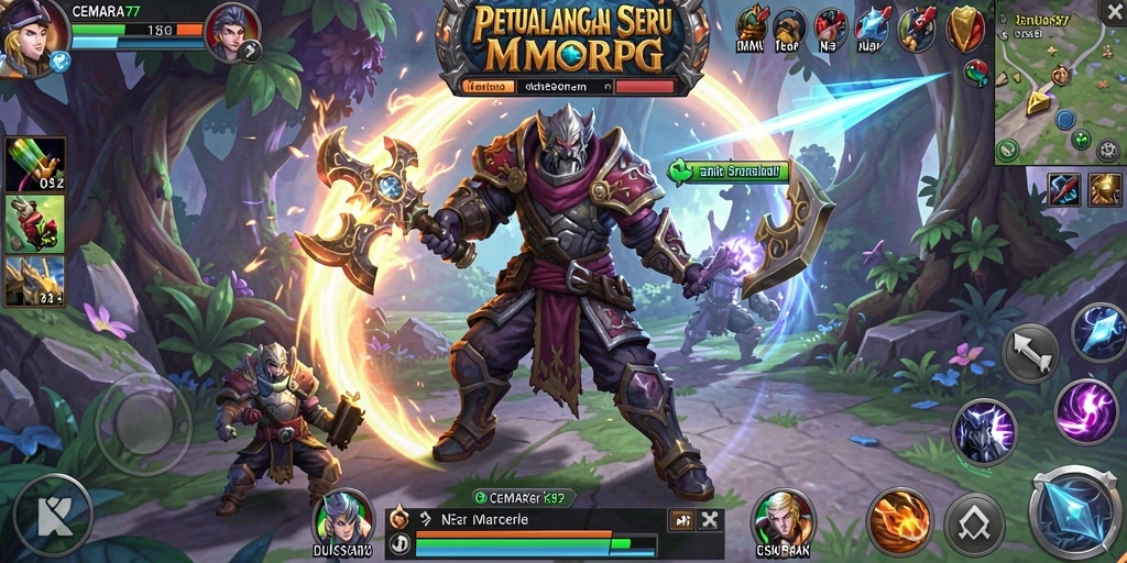 Tangkapan layar gameplay CEMARA77 menunjukkan aksi mendebarkan dalam dunia MMORPG.