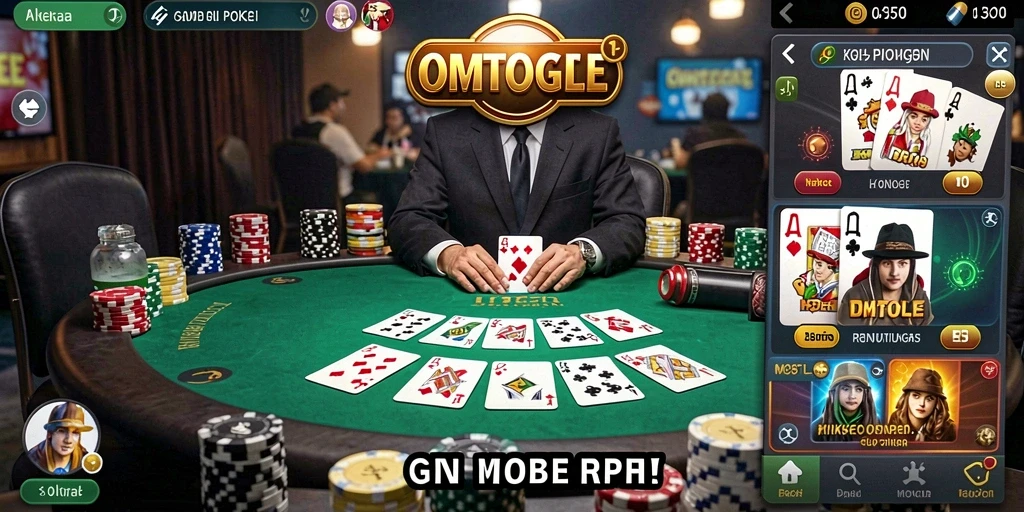 Screenshot OMTOGEL menampilkan gameplay poker yang mendebarkan.