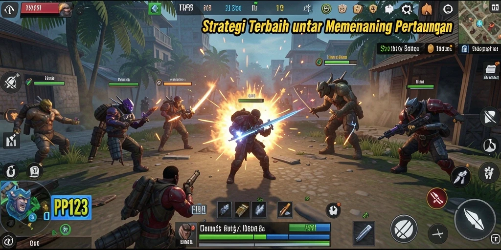 Tampilan gameplay PP123 dengan aksi strategi yang mendebarkan.