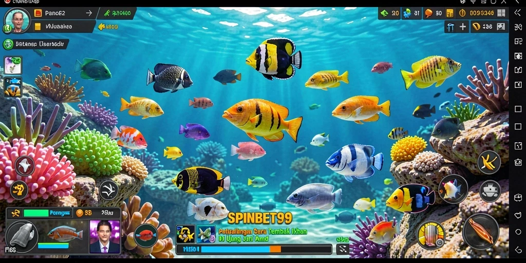 Tangkapan layar gameplay seru SPINBET99 saat menembak ikan.