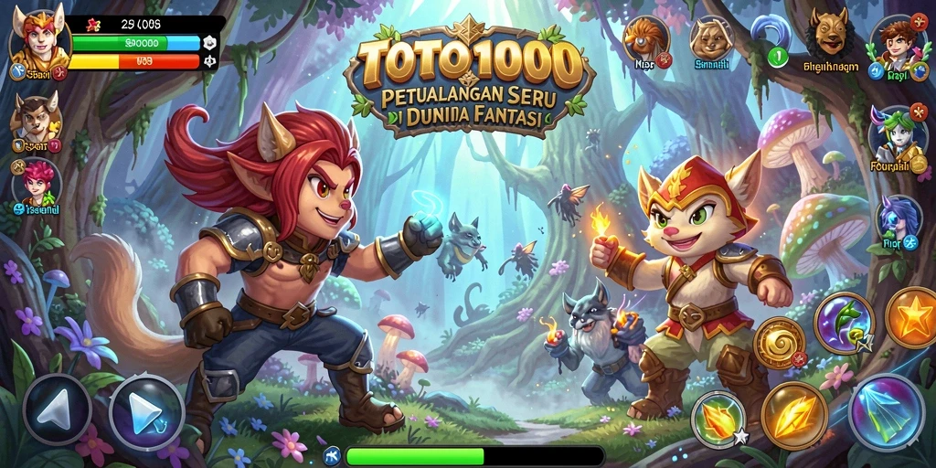 Tangkapan layar menunjukkan karakter menjelajahi hutan fantasi di TOTO1000.